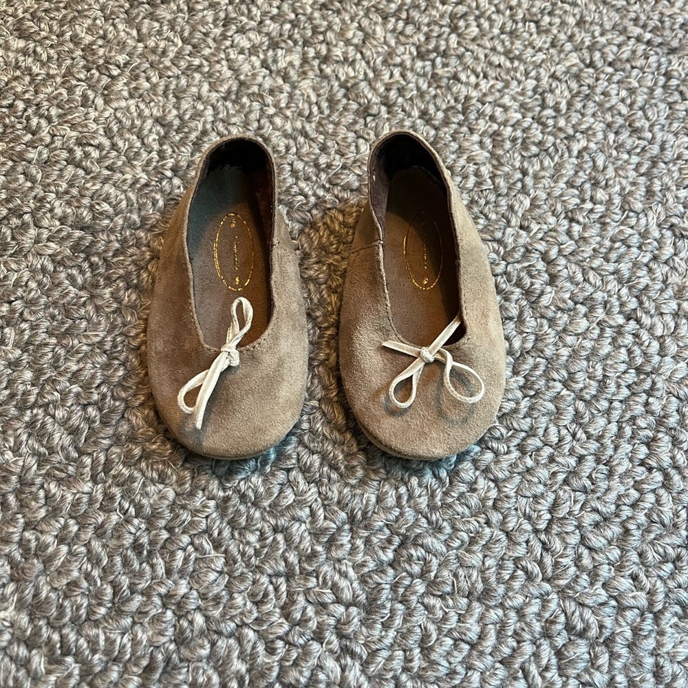 Kids Suede Ballet Flats - Brown